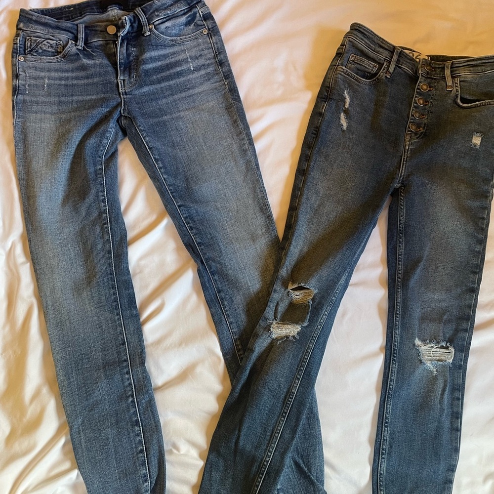 Women's Skinny Blue Denim Jeans with Stretch - Classic Slim Fit